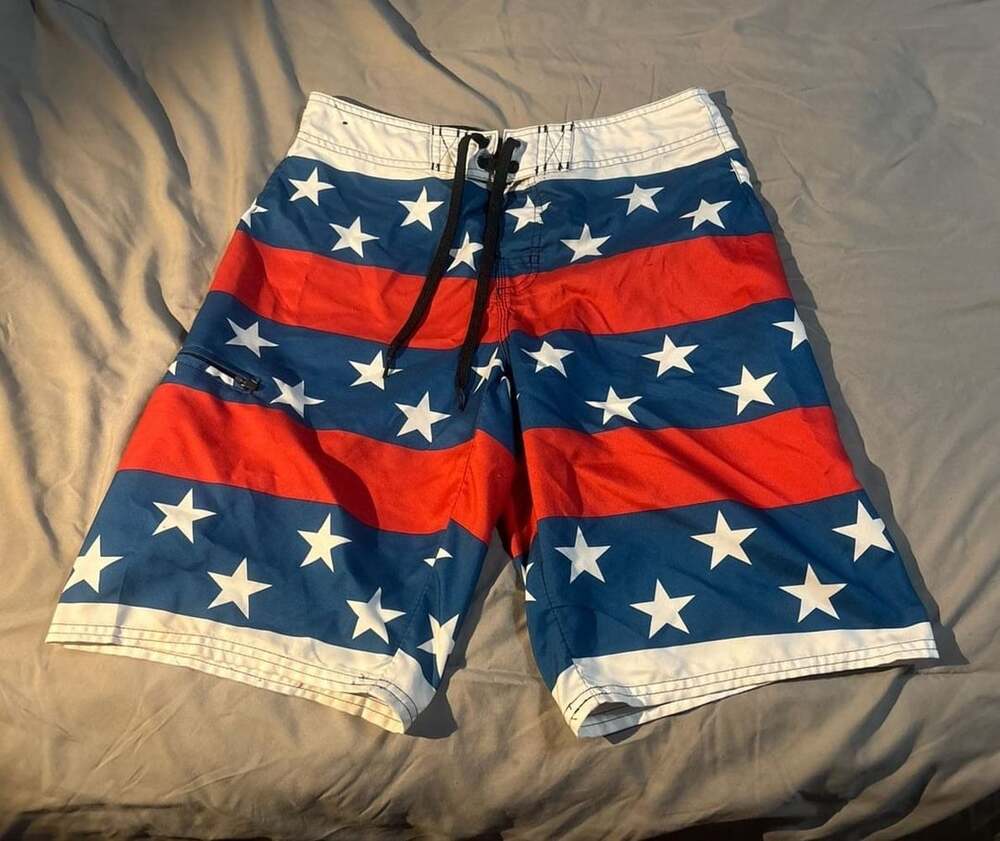 Hang Ten American Flag Stars and Stripes Board Shorts Size 30